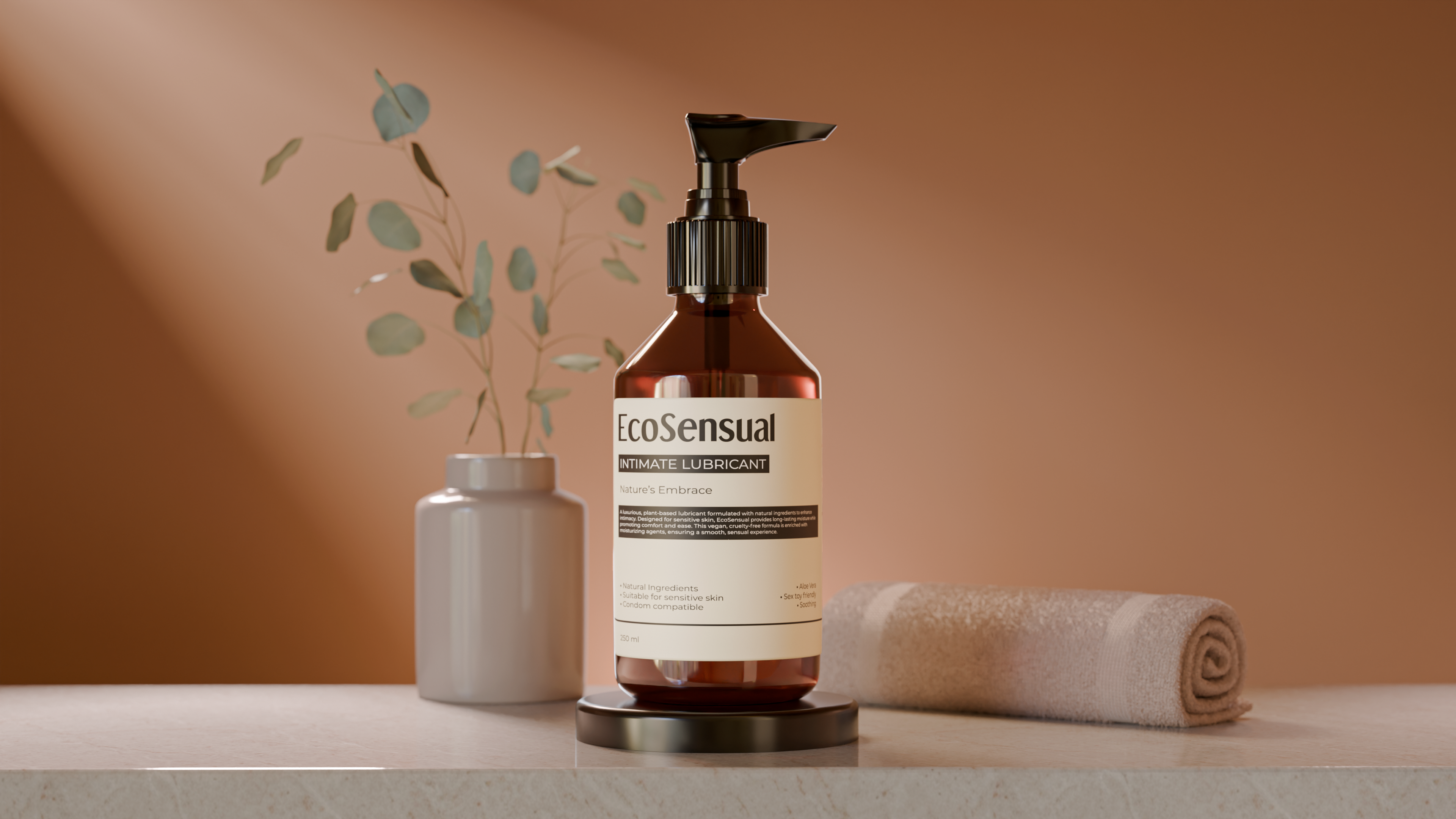 EcoSensual organic intimate lubricant bottle 100ml with minimalist packaging